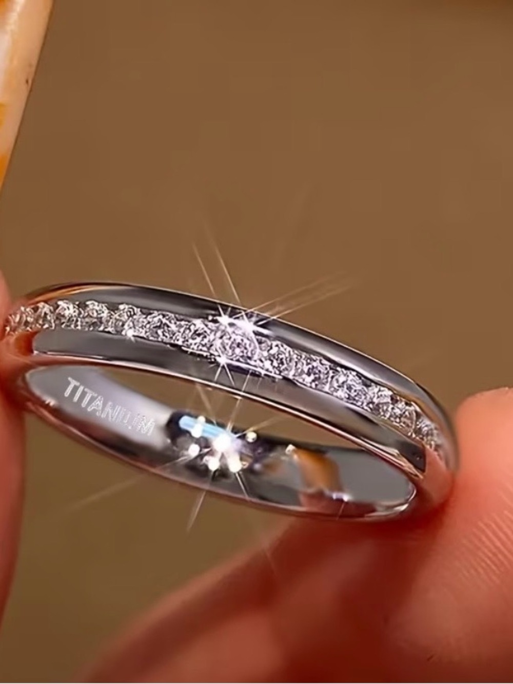 Titanium Cubic Zirconia Infinity Ring Size 5